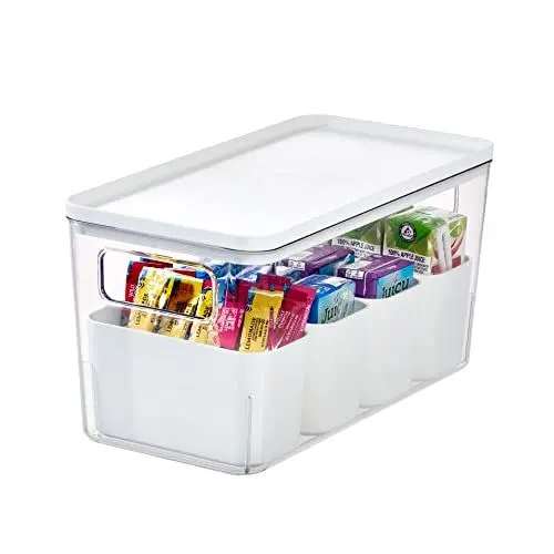 Produktbild: iDesign Aufbewahrungsbox mit 4 Trennboxen, Vorratsbehälter by Rosanna Pansino, Plastikbox aus recyceltem Kunststoff mit Griffen und Deckel, weiß