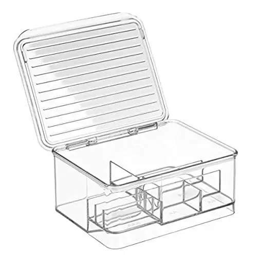 Produktbild: iDesign Batterie Aufbewahrungsbox, stapelbarer Batterie Organizer für 5 verschiedene Batteriegrößen, hochwertige Akku Box aus Kunststoff, durchsichtig