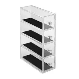 Produktbild: iDesign Clarity Jewelry Schmuckaufbewahrung | Schmuckkasten mit 4 Schubladen für Uhren, Ketten etc. | Umdrehbarer Schmuck Organizer mit Kratzschutz | Kunststoff durchsichtig