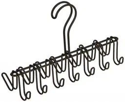 Produktbild: iDesign Classico Krawattenhalter, Bügel aus Metall mit 14 Haken für Gürtel und Krawatten, mattschwarz, 26.0 cm x 9.5 cm x 17.1 cm