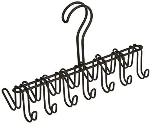 Produktbild: iDesign Classico Krawattenhalter, Bügel aus Metall mit 14 Haken für Gürtel und Krawatten, mattschwarz, 26.0 cm x 9.5 cm x 17.1 cm