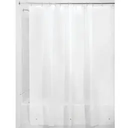 Produktbild: iDesign Duschvorhang aus Stoff, schimmelresistenter Badewannenvorhang aus Polyester in der Größe 183,0 cm x 183,0 cm, wasserdichter Vorhang mit 12 Ösen, frostgrau