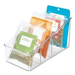 Produktbild: iDesign Kunststoff, boîte de rangement à 4 compartiments, grand bac plastique pour aliments emballés ou épices, bac alimentaire, transparent, Durchsichtig