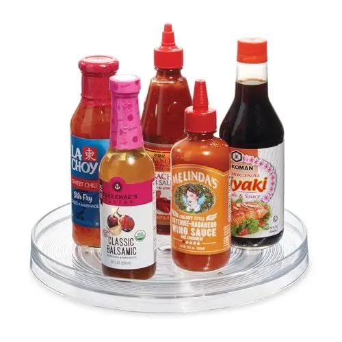 Produktbild: iDesign Kunststoff, plateau tournant, grand pivotant en plastique épices et ingrédients de cuisine, socle le placard, transparent, 28 cm