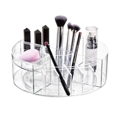 Produktbild: iDesign Make-up Organizer drehbar, individualisierbare Schmink Aufbewahrung aus der Signature Series by Sarah Tanno, Beauty Organizer aus Kunststoff für Make-up und Tools, Transparent