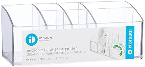 Produktbild: iDesign Medikamentenbox für Bad und Medizinschrank, kleine Medizinbox aus Kunststoff, übersichtliche Medikamenten Aufbewahrung mit 7 Fächern, durchsichtig