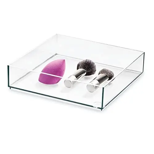 Produktbild: iDesign Schubladen Ordnungssystem, Schminktisch Organizer für Schublade aus der Signature Series by Sarah Tanno, kombinierbares Make-up Organizer Element aus Kunststoff, transparent