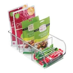 Produktbild: iDesign boîte de rangement à 3 compartiments, bac plastique moyen pour le placard ou le tiroir, bac alimentaire empilable sans couvercle, transparent