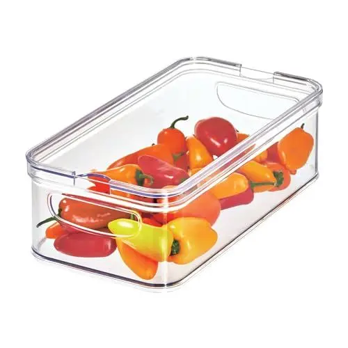 Produktbild: iDesign iDesign Frischhaltebox für den Kühlschrank oder Küchenschrank, stapelbare Aufbewahrungsbox aus Kunststoff, Vorratsbehälter für Obst, Gemüse, Käse usw, Durchsichtig