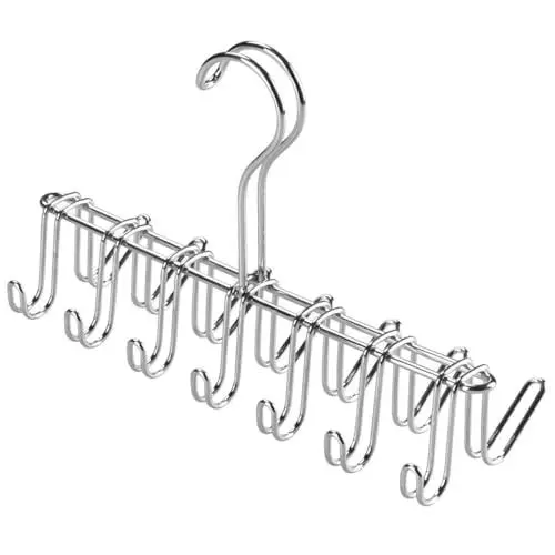 Produktbild: iDesign porte cravate à 14 crochets, petit porte ceinture en métal chromé, cintre rangement pour ceintures et cravates, argenté