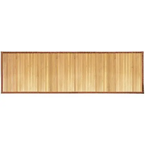 Produktbild: iDesign rutschfeste Fußmatte, wasserabweisende Bambusmatte, großer Läufer aus Bambus für Bad, Küche und Flur, hellbraun, 53 x 152 cm