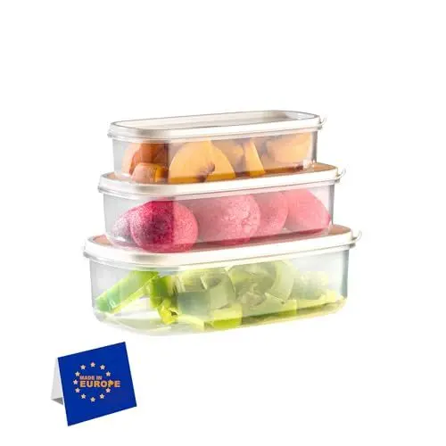Produktbild: IDOBY 3er Vorratsbehälter Set, Vorratsdosen mit Deckel Luftdicht, BPA-FREI, Vorratsdose zur Mehl Zucker & Müsli Aufbewahrung Küche (TRANSPARENTES 3ER-SET)