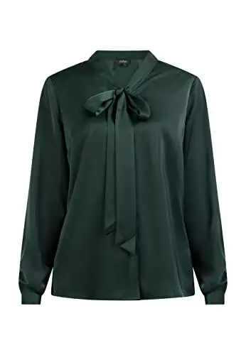 Produktbild: usha BLACK LABEL Damen Schluppenbluse 17324716, Dunkelgrün, S