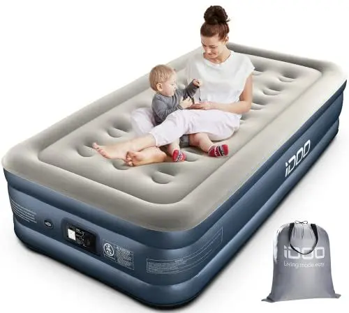 Produktbild: iDOO Luftbett 1 Person,Luftmatratze Selbstaufblasend Gästebett mit Integrierter Luftpumpe,Aufblasbare Matratze Schnelles Aufblasen und Luftablassen,Aufblasbares Bett für Campingausflüge 99x188x38cm