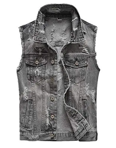 Produktbild: Idopy Ärmellose Herren-Jeansweste mit Button-Down-Riss