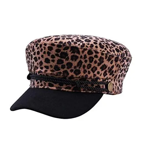 Produktbild: Idopy Damen Leopard Baskenmütze Hut Flat Navy Visier Cadet Flat Cap