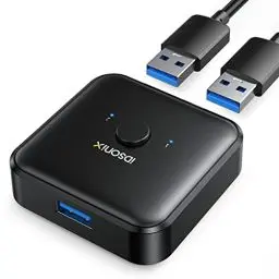 Produktbild: iDsonix USB 3.0 Switch, Bi-Direktional USB Switch 2 PC USB Umschalter 2 in 1 Out (1 in 2 Out) USB KVM Switch für PC, Drucker, Scanner, Tastatur, 2 Computer teilen Sich 1 USB Gerät