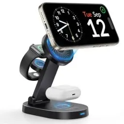Produktbild: iDsonix Wireless Charger für iPhone Magsafe Ladestation (Präzise Magnetische), für Magsafe Ladegerät 3 in 1, Ladestation für Apple Geräte,für iPhone 15-12,für iWatch 9-2/Ultra/SE und AirPods 3/2/Pro