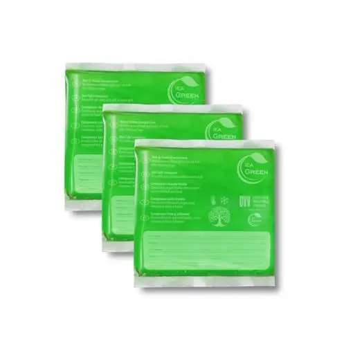 Produktbild: IEA Green Kalt Warm Kompressen | 3er Set | 13x14 cm | Kühlpacks für Prellungen, Insektenstiche, Verletzungen | wiederverwendbare, umweltfreundliche Gelkompresse