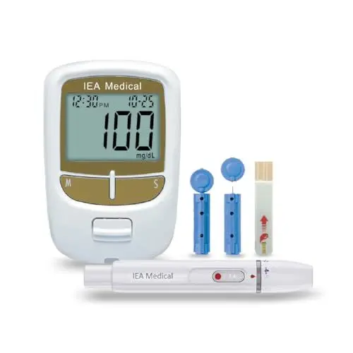 Produktbild: IEA Medical Blutzuckermessgerät | Blutzuckermessgerät Set mit Teststreifen | Zuckermessgerät | Diabetes Test | 50 Teststreifen & 50 Lanzetten