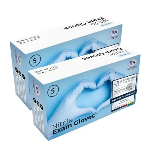 Produktbild: IEA Medical Nitrilhandschuhe blau, 200 Stück, Einmalhandschuhe S, Nitrilhandschuhe, Handschuhe Einweg puderfrei, latexfreie Gummihandschuhe