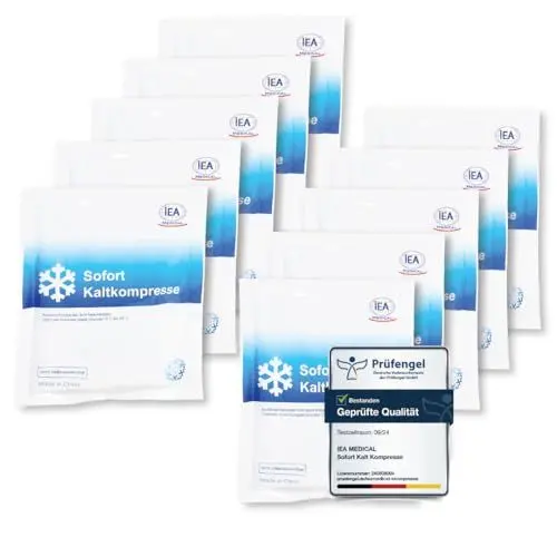 Produktbild: IEA Medical Sofort-Kälte-Kompresse (15,3 x 12,7 cm) 10 Stück | Einmal-Kühlpacks für Prellungen, Insektenstiche und andere Verletzungen | Einfach verwendbare Kühlpads | Vielseitig Einsetzbar Weiß