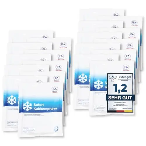 Produktbild: IEA Medical Sofort-Kälte-Kompresse (15,3 x 12,7 cm) 20 Stück | Einmal-Kühlpacks für Prellungen, Insektenstiche und andere Verletzungen | Einfach verwendbare Kühlpads | Vielseitig Einsetzbar