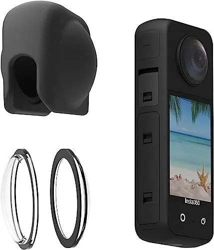 Produktbild: iEago RC Insta 360 X3 Objektivschutz und Linsenkappe, Objektivdeckel Selbstklebend Linsenschutz Displayschutzfolie Silikon Objektivabdeckung für Insta360 X3 Zubehör