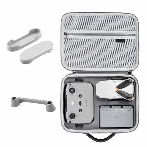 Produktbild: iEago RC Mini 4K Tasche, Wasserdicht Hart Koffer Tragetasche für DJI Mini 2 SE/Mini 4K / Mini 2 Drohne Combo und Zubehör mit 1pcs Joystick Schutz und 2pcs Silikon Propellerschutz, Grau