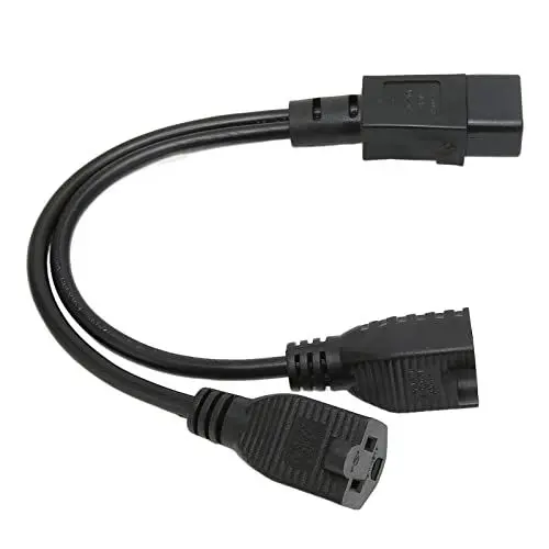 Produktbild: IEC 320 C14-Stecker auf 5 15R-Netzkabel, Y-Splitter-Netzstecker C14 auf Zwei 5-15R-Buchsen-Netzkabel, Sauerstofffreier Kupferleiter, PVC-Außenhülle, Netzteilkabel