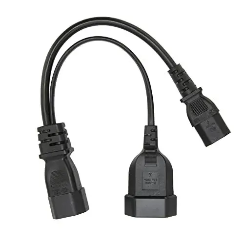 Produktbild: IEC320 C14 Bis IEC320 C13 und EU-Netzkabel, Professionelles Y-Splitter-Netzsteckerkabel, 12,6-Zoll-Netzsteckerkabel