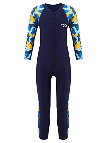 Produktbild: iEFiEL Kinder Jungen Badeanzug Neoprenanzüge Ganzkörper Taucheranzug Sonnenschutz Sunsuit Wassersport Schwimmanzug Marineblau 146-152