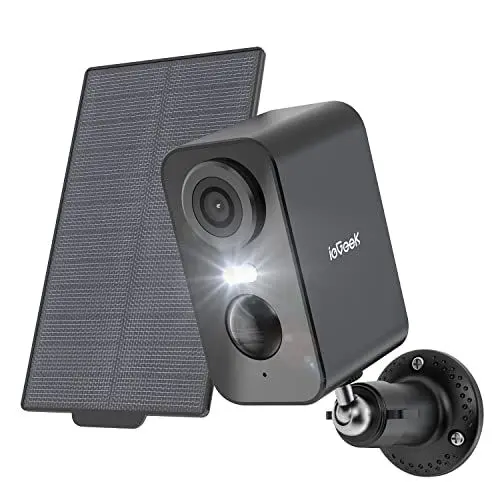 Produktbild: ieGeek 2K Überwachungskamera Aussen Akku Solar, 5200mAh Akku Kamera Überwachung Aussen WLAN, PIR-Bewegungserkennung, Bunte Nachtsicht, 2-Wege-Audio, Spotlights, IP65 wasserdicht