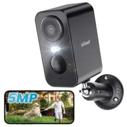 Produktbild: ieGeek 5MP Schwarz Überwachungskamera Aussen Akku,Kabellose Überwachungskamera außen innen,Intelligente KI-Erkennung，Einfache Installation，HD-farbige Nachtsicht，2-Wege Audio，Smart Home-Schutz