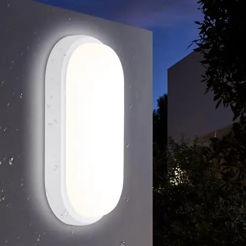 Produktbild: IEGLED 18W Kellerlampe LED Feuchtraumleuchte，IP65 Wandleuchte LED Wasserdicht，Neturalweiß 4000K Deckenleuchte，Weiß Wandlampe Deckenlampe Ovalleuchte für Flur Keller Garten Badzimmer Außenwand