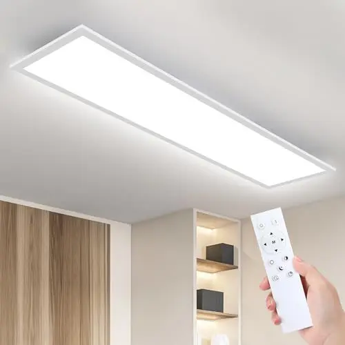 Produktbild: IEGLED Led Deckenleuchte Panel, 120x30 cm Deckenlampe Flach Dimmbar mit Fernbedienung, 40W Deckenpanel Lampe mit Memory Funktion, 3000K-6500K LED Lichtpanel für Wohnzimmer, Flur, Schlafzimmer, Weiß