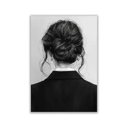 Produktbild: IEPOZWA Schwarz Wandbilder Wohnzimmer Schlafzimmer Schwarz Weiss, Berufstätige Frau Neutral Bild Modern auf leinwand Wandkunst Badezimmer Wanddekor Drucke-70x100cm Ungerahmt