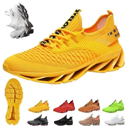 Produktbild: IFDHFBTY Luniva Shoes, Luniva Shoes Mens Height Adding, Tallboost Sneakers, rutschfeste, atmungsaktive, gestrickte, leichte Sportturnschuhe(Yellow,42 EU)