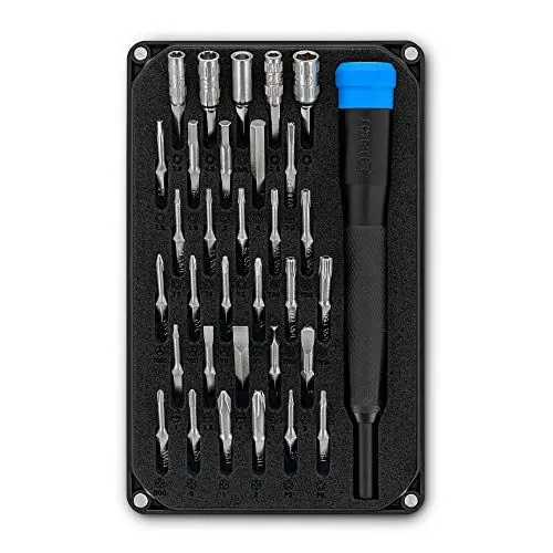 Produktbild: iFixit Moray Precision Bit Set, Bit-Kit mit 32 Präzisions-Bits (4 mm) und Schraubendreher für die Reparatur von Smartphone, Konsole, Laptop & Co.