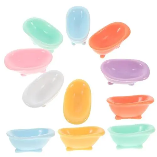 Produktbild: ifundom Puppenhaus Badezimmer Zubehör 12 Stücke Miniatur Badewanne Set Kunststoff Badewanne Modell Für Puppenhaus