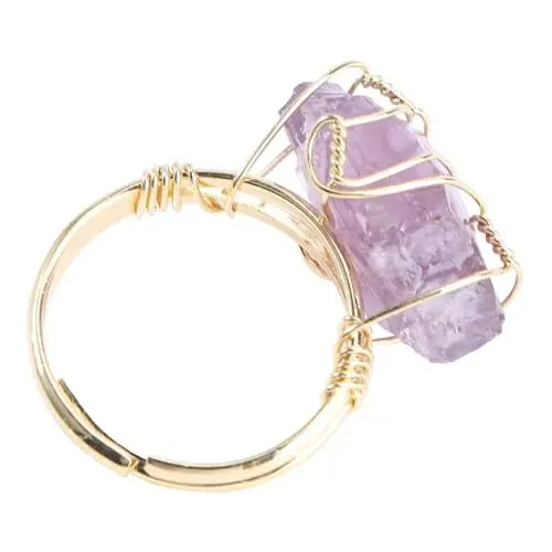 Produktbild: ifundom 1stk Natürlicher Kristallring Geometrisch Kristallfinger Verstellbare Öffnung Damenring Modeschmuck Für Damen Irregulär Ring Für Frauen Spaltring Fräulein Handbuch Violett