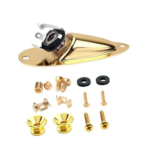 Produktbild: ifundom Teilesatz für E-gitarre Gitarrenbuchsenplatte Saitenhalter für Gitarrengurt Nägel für Gitarrengurt Schloss für Bassgurt Metall