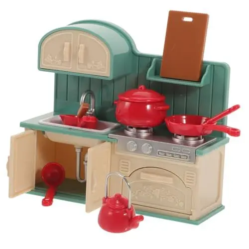 Produktbild: ifundom 1 Satz Mini-küchenspielzeug Mini-esszimmerküchen-Set Minibar-theke Puppenhaus-möbelset Puppenhaus-küchenmöbel Winziger Puppenhaus-schrankbecken Kind Plastik Küchenschrank Miniatur