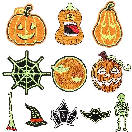 Produktbild: ifundom 1 Satz Spinnennetz-patch Stilvolle Halloween-aufnäher Skelett-patches Kleidungspatch Halloween-aufnäher Zum Aufbügeln Halloween-applikationen Flecken Schmücken Gestickt Polyester