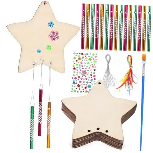 Produktbild: ifundom 1 Satz Stern-Windspiel-Set Windspiele Glockenspiel Windspiel Basteln Für Kinder Handgefertigtes Windspiel Kinder Windspiel Windspiele Für Kinder Selber Machen Windglocke Hölzern