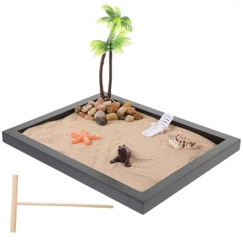 Produktbild: ifundom Japanischer Zen-sandgarten Für Den Schreibtisch Mini-ozeanstrand Schreibtischdekor Zen-Garten Sandstrand Fürs Arbeitszimmer