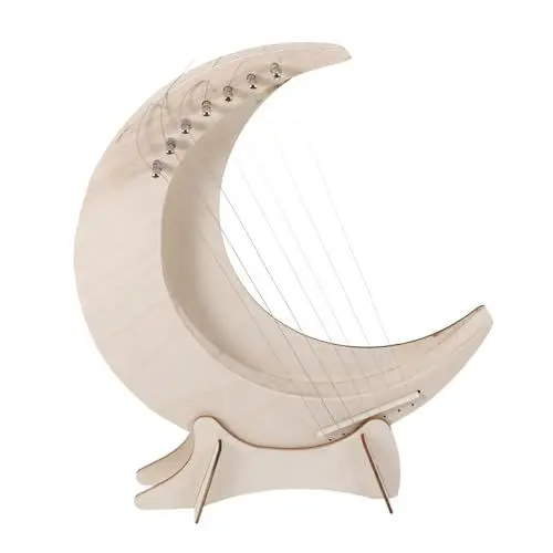 Produktbild: ifundom Holz-Lyra-Harfe, 7 Saiten, DIY-Lyra, mondförmiges Musikinstrument, Harfen-Saiteninstrumente zum Erlernen von Musik