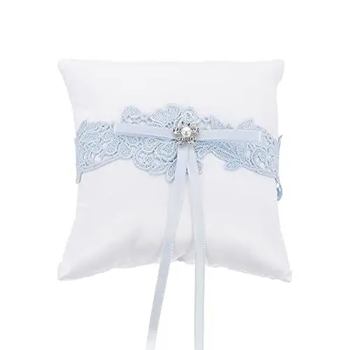 Produktbild: ifundom 1 STK Schleifenringkissen Bowknot Ringkissen. Hochzeits Dekoration Dekoratives Ringkissen Zeremonie Ringkissen Ring Box Wedding Ringkissen Hochzeit Spitze Diamant Vorschlag Braut