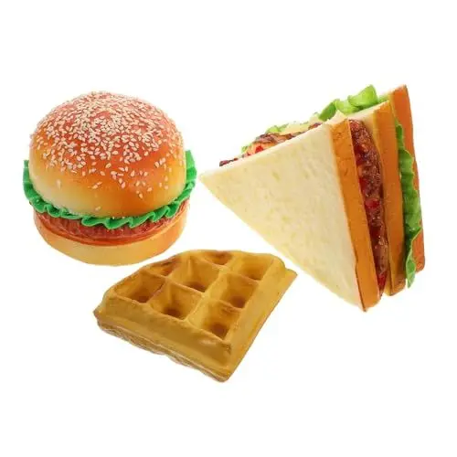 Produktbild: ifundom 1satz Künstlichem Frühstücksdekoration Realistisches Frühstücksmodell Mit Hamburger Sandwich Und Waffeln Für Kreative Spielküchen Und Hausornament Teiliges Set
