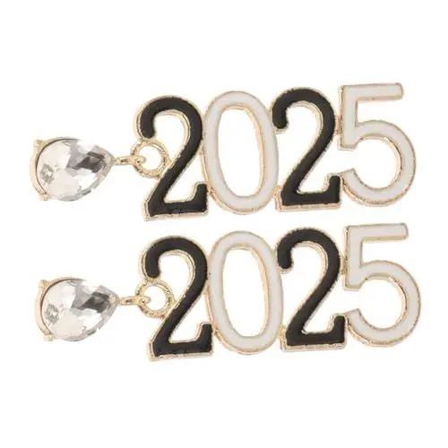 Produktbild: ifundom 2025 Neujahr Ohrringe College-abschluss-ohrringe Party-ohrringe Für Frauen Ohrringe Mit Strassperlen Urlaub Schmuck Neujahrsschmuck Strass-ohrringe Weihnachtsparty-ohrringe Metall